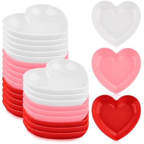 Demonwer 12 Pcs Valentine's Day Heart Bowls 5.5 Inch Heart Plastic Plates Red Pink and White Snack Dessert Dishes for Valentine's Day Party Decorations by Demonwer - Used condition - US$9.39