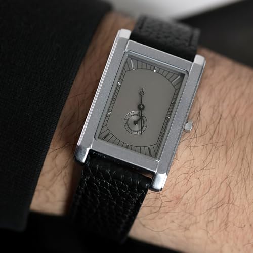 Image of CILOA Watches for Men Unique Rectangle Relojes para Hombres Fashion Simple Analog Wrist Watch with Leather Strap