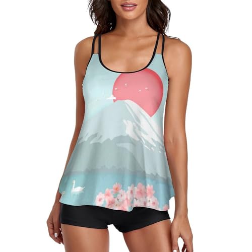 Maillot de bain tankini femme avec short de garçon et robe de plage Volcanique Japonais