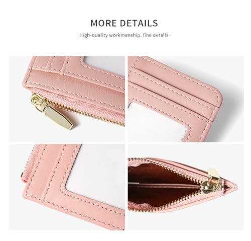 Womens Slim Credit Card Holder Wallet Zipper Coin Pocket ID Window Keychain Minimalist Wallet Purse Pouch3