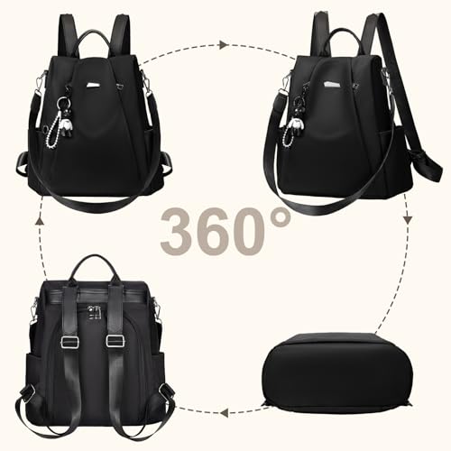 Eshow Mochila Antirrobo para Mujeres y Chicas, se Puede como Bolso de Hombro o Bolsa Bandolera, Adecuado para Viaje Escuela Compras y Trabajo Negro - imagen 9