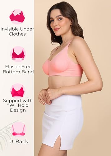 Image of Tweens Seamless Bonded Cotton Feel Invisi-Fit | Padded Wire-Free Full Coverage Bra | Cotton Lycra Fabric | Adjustable Straps | Hook and Eye Closure | Casual Everyday Wear| Pack of 1 |