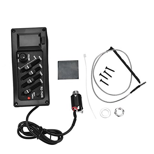 Pastilla de Guitarra, 4 Band Preamp EQ Pickups Amplificador Pickup 6.5MM Salida para Guitarra Acústica(Without Pin)