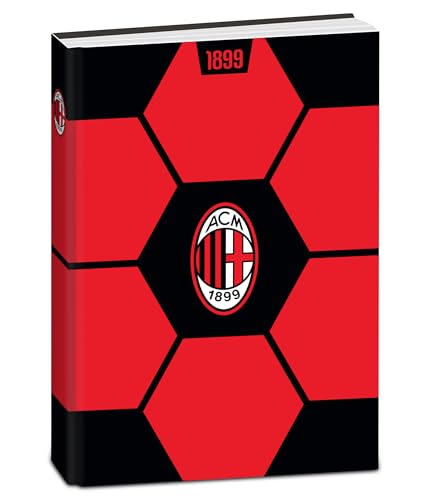 Seven Diario Scuola Milan Standard 12 Mesi, Rosso Nero, Copertina Pallone, Prodotto Ufficiale, Accessori Zaino, Ragazzo