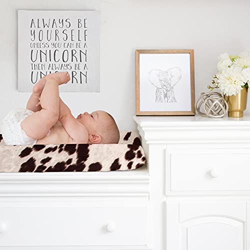 Western Cowboy Changing Pad Cover Super Soft Brown Cowhide