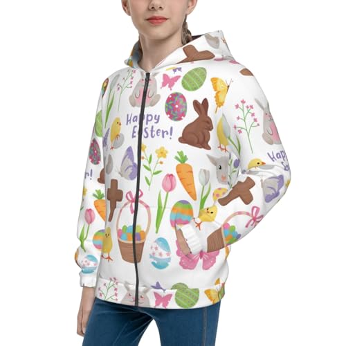 Happy Easter1 Kid Hoodies Boys Zip Up Sweatshirts Girls Pullover with Pocket