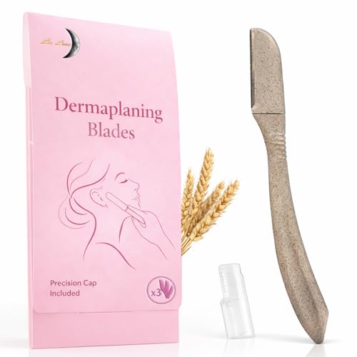 La Lune Dermaplaning Blades for Face (3 PCS) with Precision Cap, Sharp and Precise Eyebrow Razor, Face Razor for Women and Men with Soft and Sensitive Skin