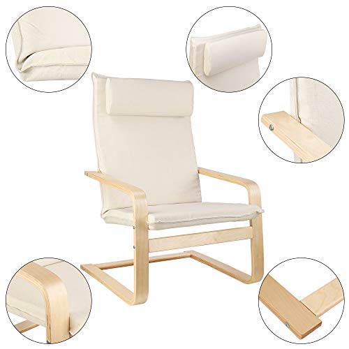 Recliner Chair with Footrest Solid Wood Rocking Chair Relaxing Lounge Chair Living Room Armchair with Removable Cushion Seat - Image 4