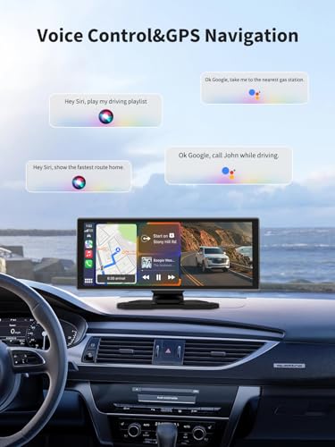 Image of Largest Portable 11.26'' Wireless CarPlay /Android Auto Screen with 2.5D 1920x720 HD Display, Built-in DVR, 4K Front + 1080P Rear Camera, Car Screen,Easy Install Dash Cam (Gray)