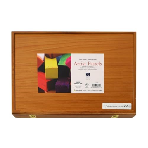 PRO ART Square Artist Pastel Set, 72 Assorted Colors Wood Box, (Model: 3099)