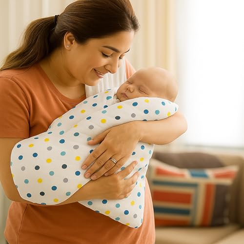 Image of Organic Cotton Muslin Pack of 2 Baby Bath Towel Cotton Cloth Premium Baby Washable, Reusable, Absorbent, Extra Soft 120 X 120 Cm Multi Dot & Multi Feather