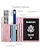 WALNEW Passport Holder for Travel, RFID Passport Cover Wallet for Women Men, PU Leather Passport Book Card Holder Case with Pen, Travelling Essentials for Flying