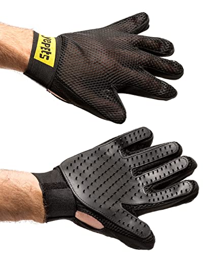 PAIR of Low-Cost Pet Grooming Gloves – Superior Care for Your Furry Friends. Ideal for Grooming, Deshedding, Bathing & Massaging Your Dogs & Cats with Long/Short/Curly Fur – (Black) PAIR of Low-Cost Pet Grooming Gloves – Superior Care for Your Furry Friends. Ideal for Grooming, Deshedding, Bathing & Massaging Your Dogs & Cats with Long/Short/Curly Fur – (Black)