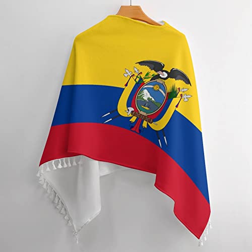 Ecuador Flags Tassel Poncho Shawl Cape Wraps For Women3