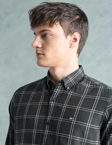 Image of Arrow Sport Men Slim fit Cotton Checked Long Sleeves Spread Collar Shirt