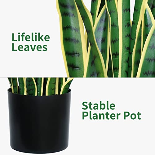 Hanamono 4.59Ft Artificial Areca Palm Tree & 31 Inch Faux Snake Sansevieria Plant For Indoor Home Decor #TOP3