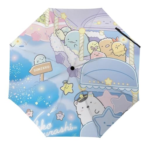 すみっコぐらし折り畳み傘 マニュアル/オートマチックモデル耐風構造軽量 晴雨兼用超撥水メンズ レディース 男女兼用ナノテクノロジーUVプロテクション収納ポーチ付き 8本骨贈り物に最適