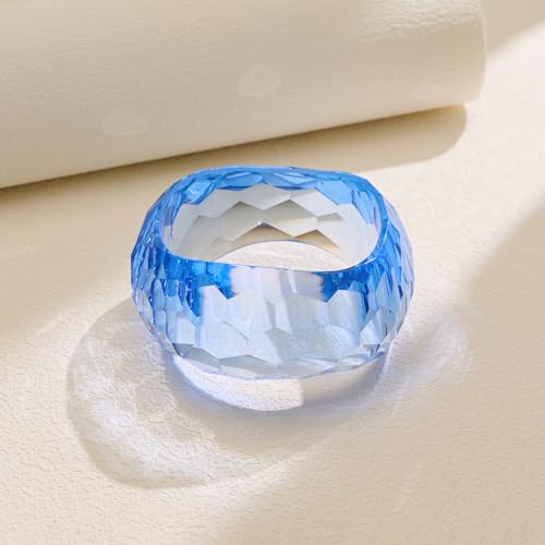 WOWORAMA Colorful Resin Acrylic Bangle Bracelets for Women Geometric Chunky Mottled Acetate Resin Bangles Wide Acrylic Plastic Bracelets Statement Jewelry