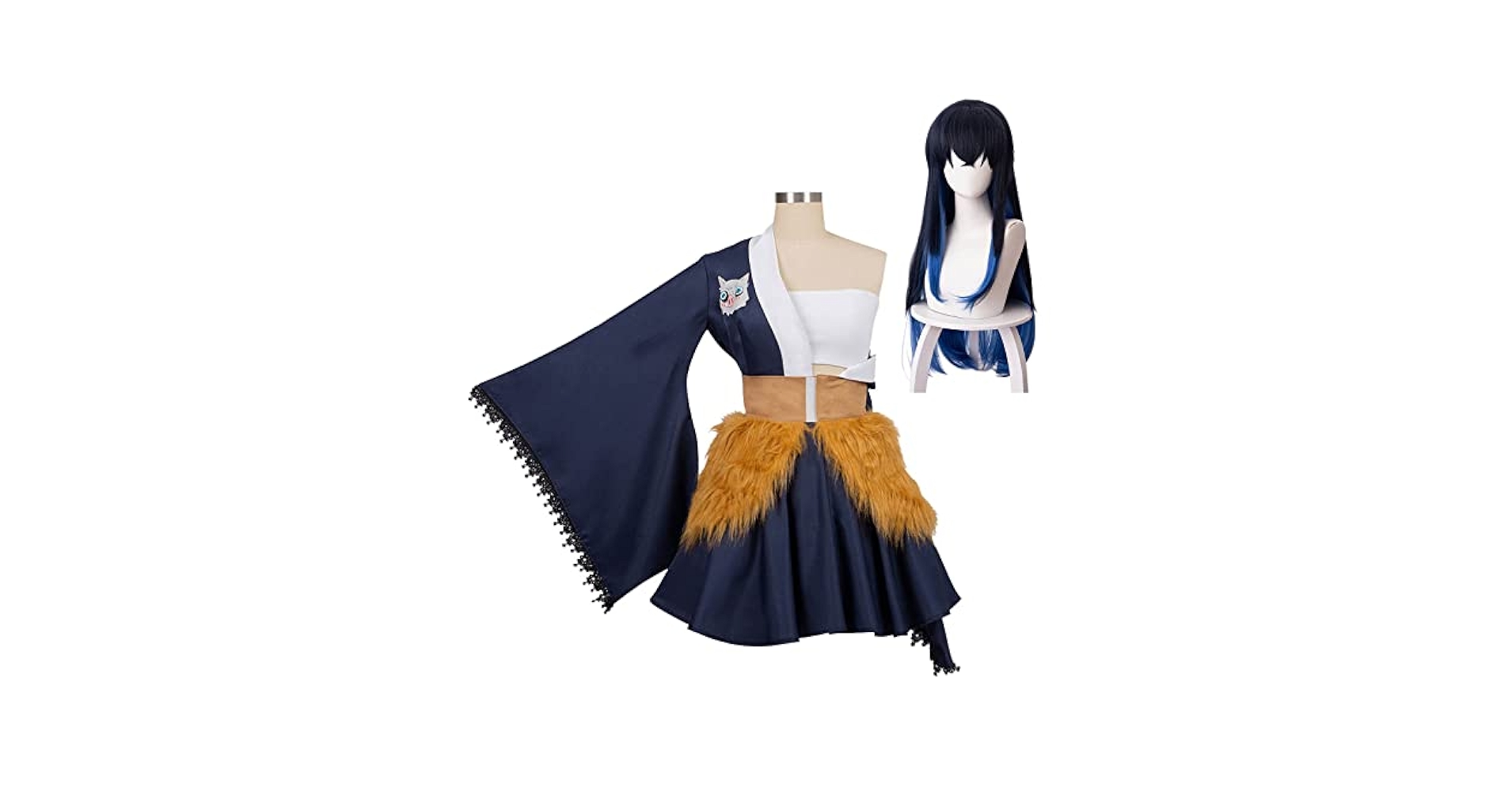 鬼滅の刃 嘴平伊之助 コスプレ 女装 着物 三分妄想 衣装　ウィッグセット 鬼滅の刃 嘴平伊之助 コスプレ 女装 着物 三分妄想 衣装