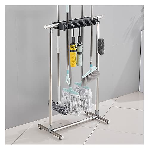 asdchZen Utility Holder For Mops And Brooms,Movable Floor-Mounted Commercial Mop Rack,Cleaning Supplies And Tool Organizers And Storage,Mop Drain Rack,For Schools, Restaurant,Gara