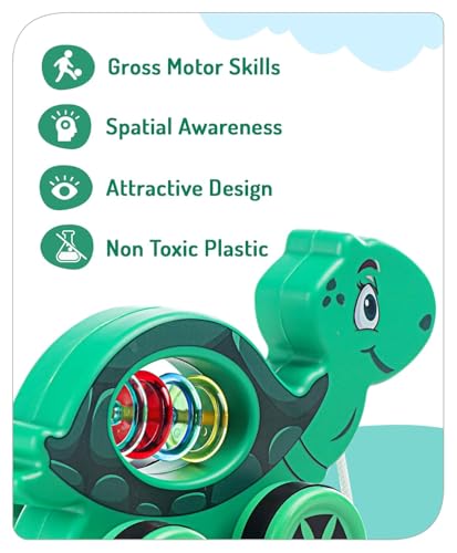 Image of Mini Steps Pull Along Turtle Toy - Baby Walking Toy for Toddlers, Safe & Durable