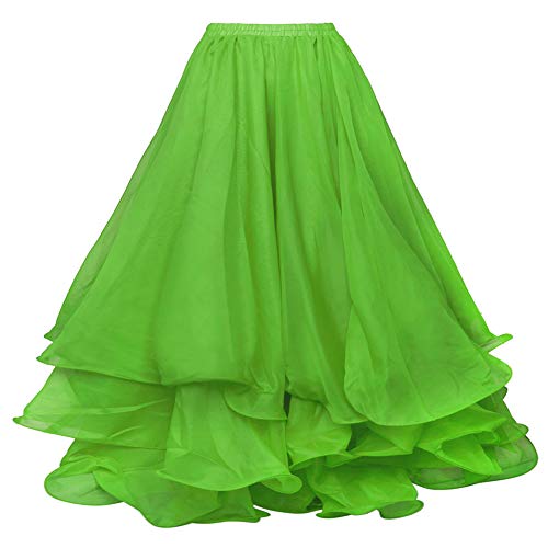 Bellylady Belly Dance Skirt Halloween Tribal Chiffon Tiered Maxi Full Skirt-Green #TOP7
