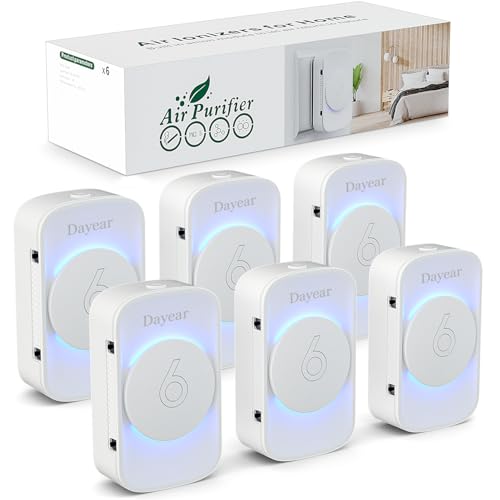 Purificatore d'aria, Dayear Mini Air Purifier Plug In Negative Ion Air Purifier for Home/Bedroom,3 modalità di illuminazione a LED,Purify Smell, adatto per servizi igienici, Living Room/Pet Room/6 pz