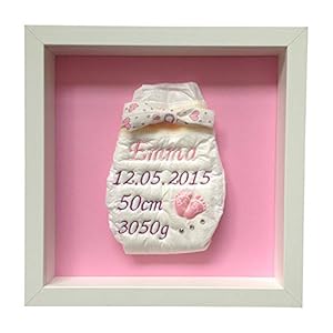 tanjo bestickte Windel im Rahmen weiß, Mädchen, individuell personalisierbar I Windel bestickt, Paten Windel, bestickte…