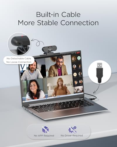 1080P WeGear C100 Webcam w/ Dual Mics & Privacy Cover - image 4
