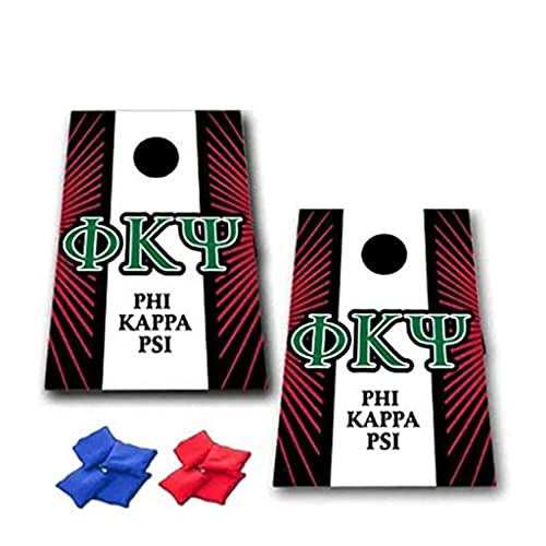 VictoryStore Cornhole Games - Phi Kappa Psi Cornhole Bag Toss Game 8 Bags Included, Officially Licensed, Great for Phi Kappa Psi Rush (Star Burst and Stripe)