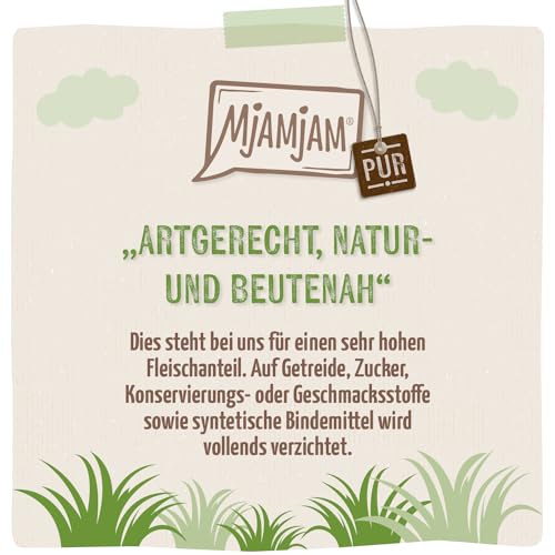 MjAMjAM - Premium Nassfutter für Katzen - Probierpaket Purer Fleischgenuss 1 125g, 12er Pack (12 x 125g), naturbelassen mit extra viel Fleisch