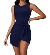 UNIANKIYA Womens Tennis Dress with Built in Shorts Sleeveless Backless Round Neck Athletic Dress ...