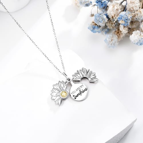 You Are My Sunshine Necklace/Dove Necklace/Tabby Cat 925 Sterling Silver Sunflower/Dove/Tabby Cat Pendant Jewelry Gifts for Women Lovers2
