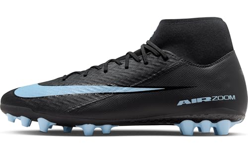 Nike Mercurial Superfly 10 Academy Artificial-Grass High-Top Soccer Cleats (Black/Ice Blue)