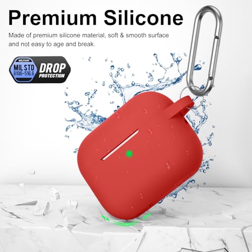 Image of for AirPods Pro 2nd 1st Generation Case Cover with Keychain, Protective Soft Silicone Skin Accessories for Apple AirPods Pro Charging Case 2022 /2019, Front LED Visible, Red