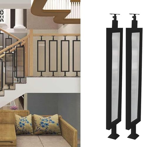 Balustres d'escalier en verre trempé noir kit garde-corps lot de 2