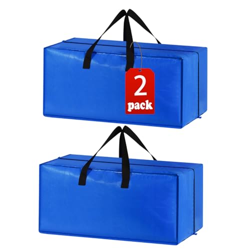 2 Pack Heavy Duty Extra Large Moving Bags Storage Tote - Strong Handles& Backpack Straps - Space Saving Storage Bags Alternative to Moving Boxes and Bins,Compatible with Ikea Frakta Cart, Bl