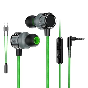 Fones de ouvido com fio para laptop, Fones de ouvido intra-auriculares para monitor de 3,5 mm, Com Mic Wired Earbuds Gamer Headphones para laptop com 2 almofadas de silicone Kumprohu