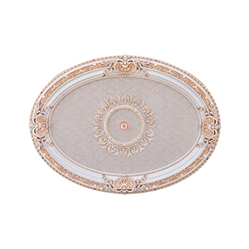 Image of French Blanco Oval Chandelier Ceiling Medallion or Fan Medallion, 43 Inches