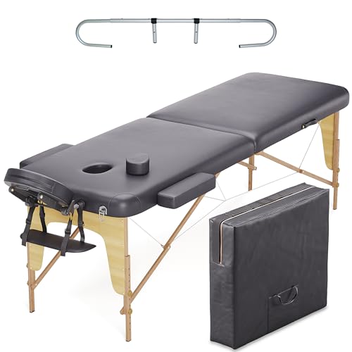 BELTOM® Camilla de Masaje 2 Zonas portatil Mesa Cama Banco Plegable Reiki Fsioterapeuta   Negro