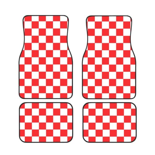 Alfombrillas para coche de neopreno con diseño de cuadros rojos y blancos