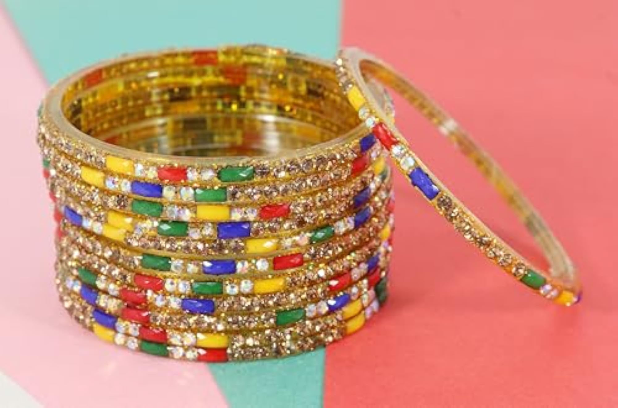 Stylish Green Glass Bangle Bracelet 2.8 Size
