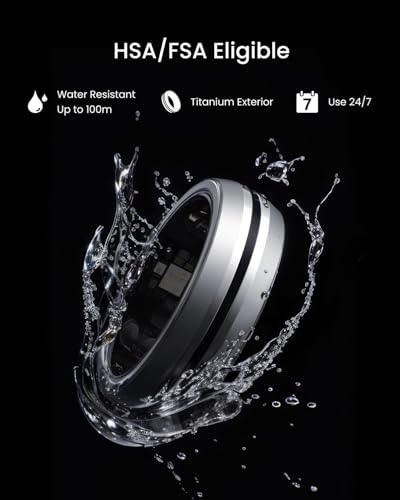 Image of RENPHO Lynx Smart Ring-All Day Sleep & Activity Tracking, Includes Charging Case, Gifts for Men, 7-Day Battery Life, Subscription-Free App for iOS & Android, Size Before You Buy (Silver, Size 7)