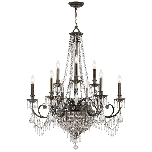 Crystorama Vanderbilt 12 Light Hand Cut Crystal English Bronze Chandelier