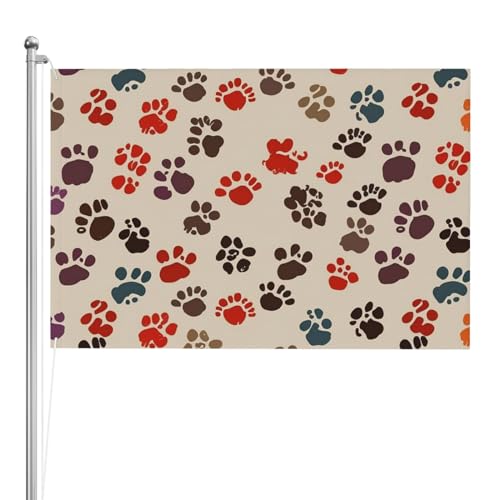 Drapeau imprimé pattes de dessin animé 1,2x1,8m double face pour jardin