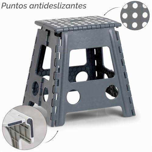 Miniatura 4 de Zeller Zeller 13037 Premium - Taburete Plegable Plástico, Soporta Hasta 150 Kg, 38,5 X 31,5 X 39 Cm, Tamaño Grande , Color Gris