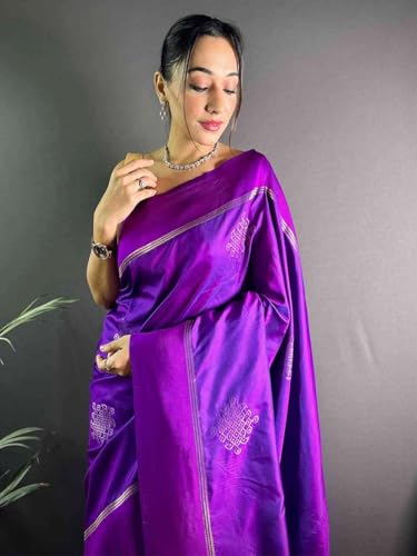 Image of SGF11 Women's Kanjivaram Pure Soft Silk Saree With Unstiched Blouse Piece