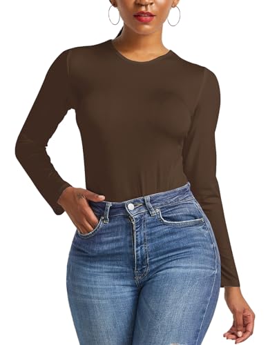 Sumtory Women High Neck Top Bodysuit Long Sleeve Bodycon Romper Solid Thong Leotard