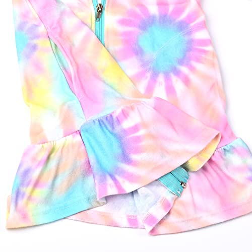 Mirawise Girls Bathing Suit Cover Up Kids Swim Coverups Beach Robe Hood Zip Tie Dye 6 7 Pink Yellow With Heart Shape Sunglasses #TOP4