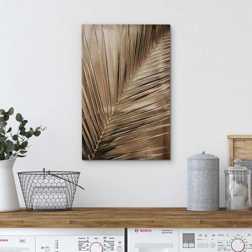 Toile feuille de palmier doré tableau nature sauvage romantique cadre 40x60
